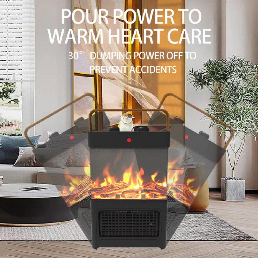 1500W Electric Fireplace Heater With Realistic 3D LED Flame, Overheat & Tip-Over Protection, Portable Indoor Heater For Home Office, Christmas Decorative Warmth