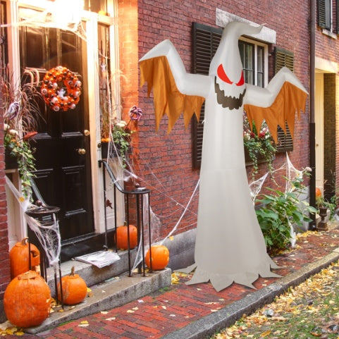 12ft Giant Inflatable Ghost - LED Lights & Flashing Red Eyes Halloween Decoration
