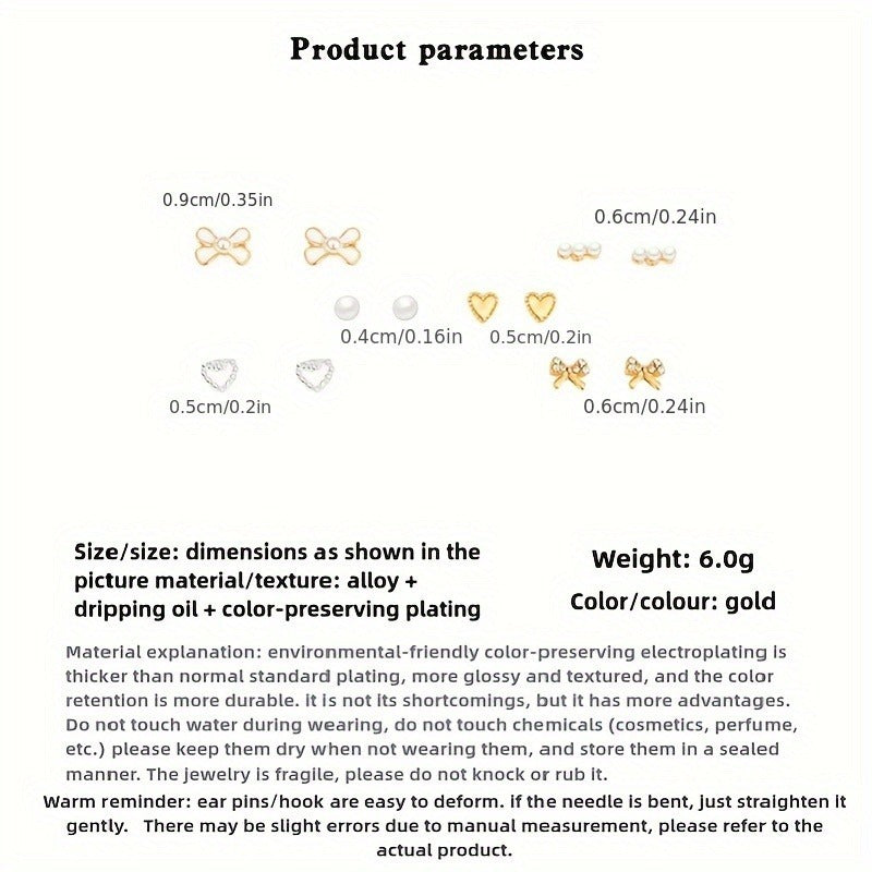 6-piece Set Of High-end And Simple Stud Earrings