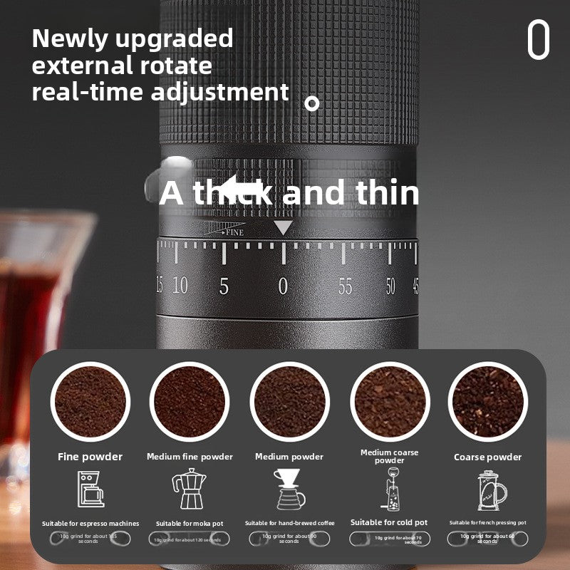 Premium Manual Coffee Bean Grinder - Adjustable Hand-Crank