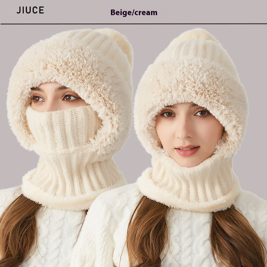 Autumn Winter Color Matching Plush Peaked Cap - Fashion All-Match Warm Hat