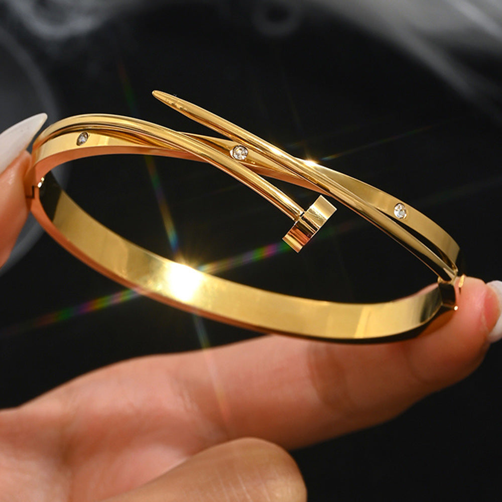Stainless Steel Gold Bracelet - Love Nail Design