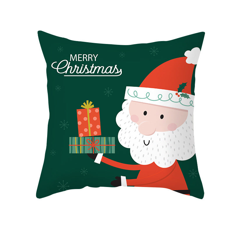 Cartoon Santa Claus Series Peach Skin Sofa Cushion Cover - Fun Christmas Holiday Decoration