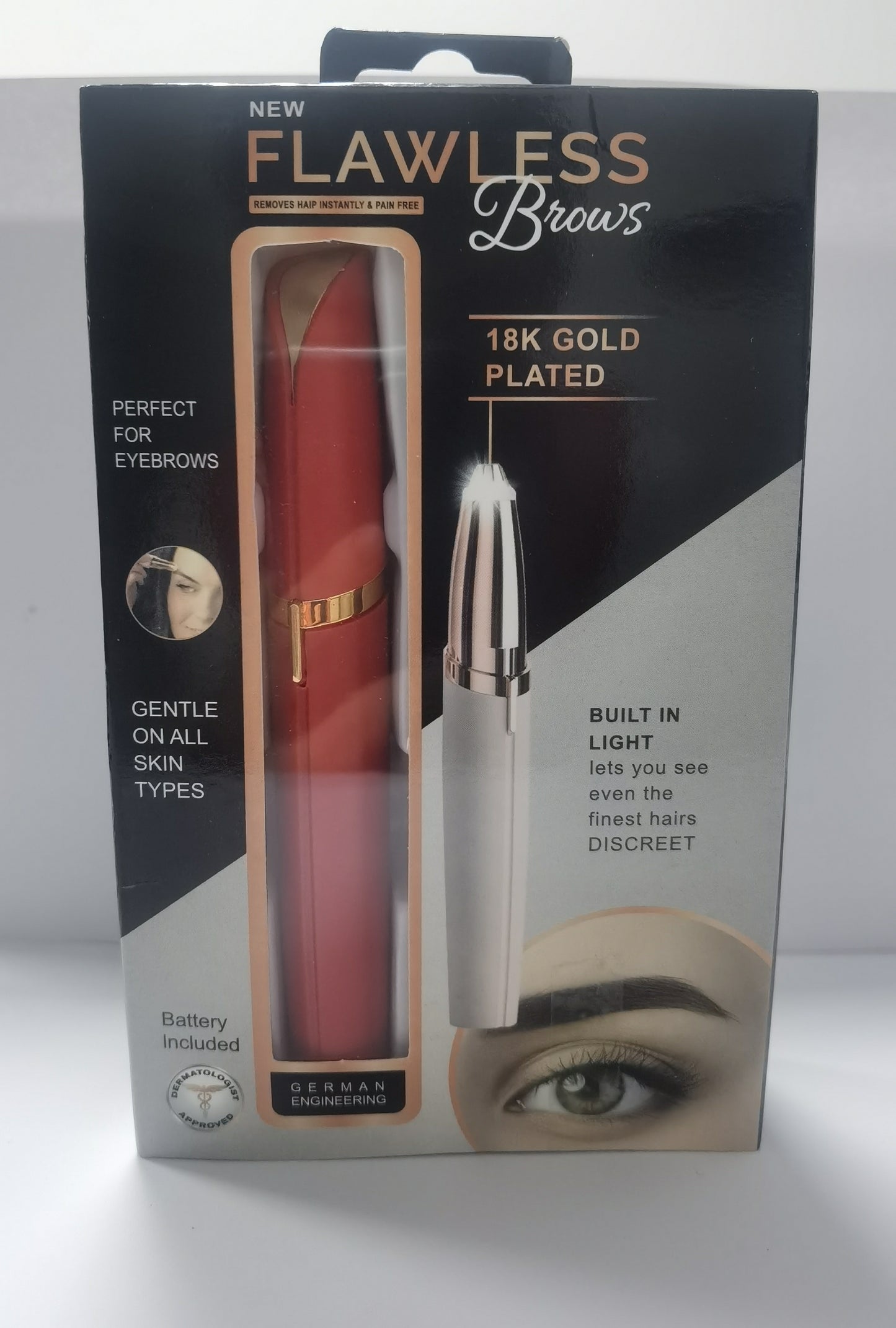 Mini Electric Eyebrow Trimmer - LED Light Painless Hair Remover Lipstick Size