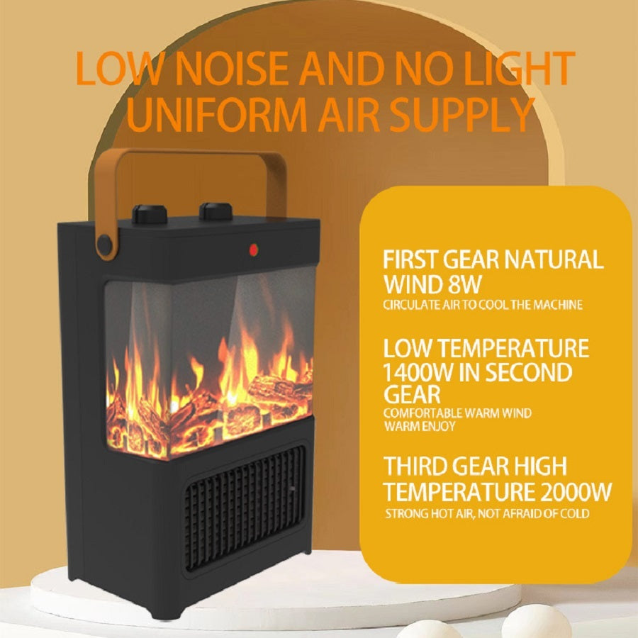 1500W Electric Fireplace Heater With Realistic 3D LED Flame, Overheat & Tip-Over Protection, Portable Indoor Heater For Home Office, Christmas Decorative Warmth