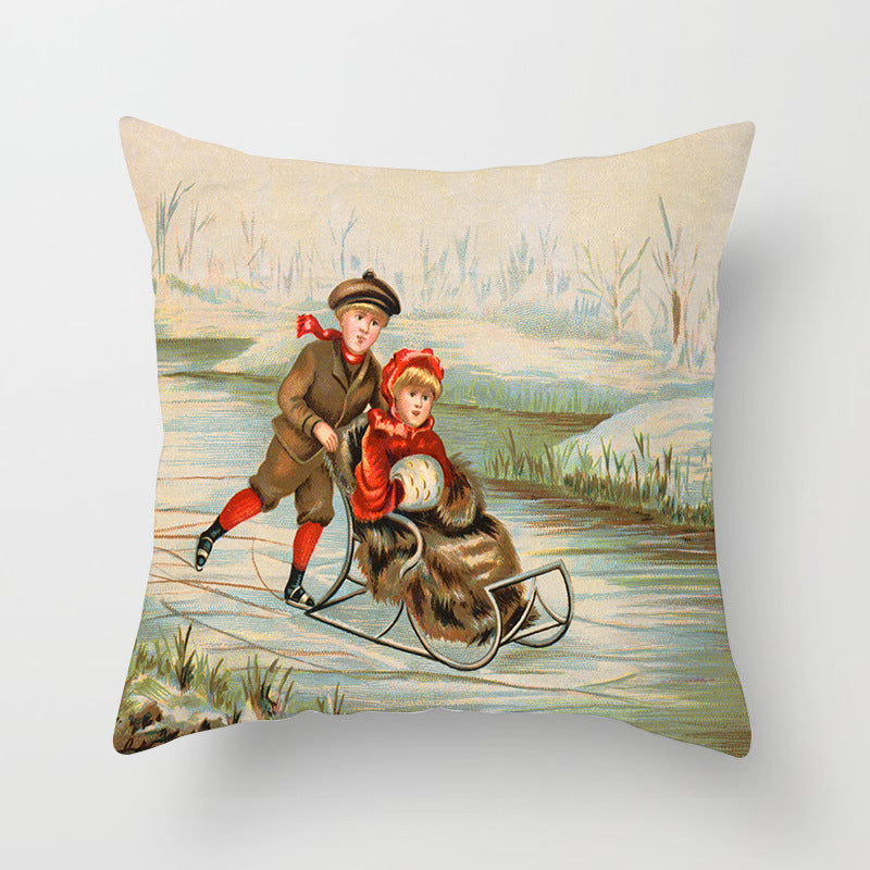 Holiday Home Decoration Cushion Cover - Festive Seasonal Throw Pillow Case for Celebrations