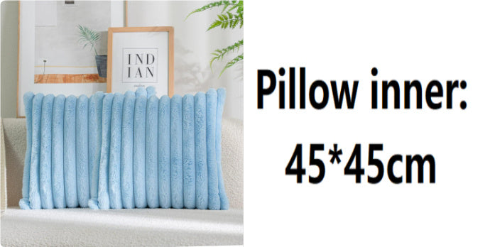 Rabbit Fur Solid Color Vertical Bar Plush Square Cushion Cover