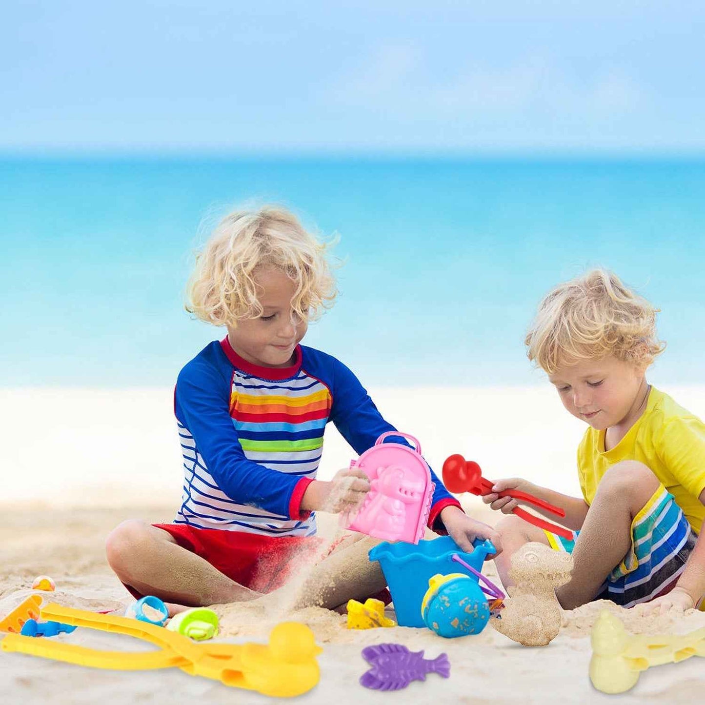 Set of 15Pcs Winter Snowball Tool Kit - Kids Snow Molds Outdoor Beach Toys - DropOnline.co