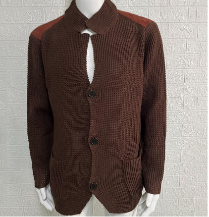 Men's Stand Up Collar Cardigan - Knitted Jacket with Modern Style