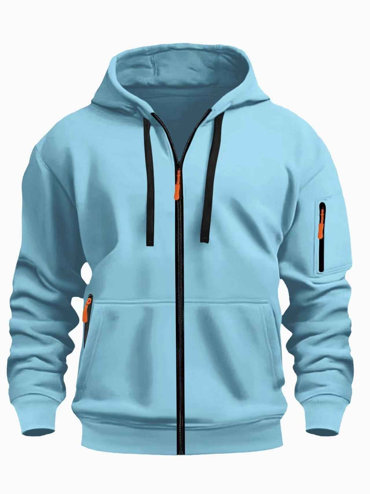 Men's Zipper Hooded Sweatshirt - Sports Casual Cardigan Jacket