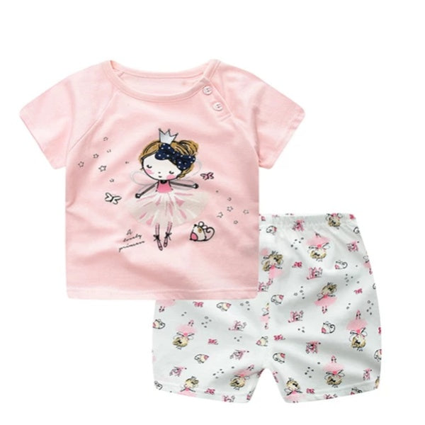 Cartoon Baby Clothing Set - Summer T-Shirt & Shorts Outfit for Boys & Girls