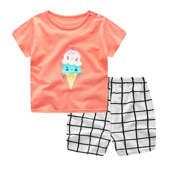 Cartoon Baby Clothing Set - Summer T-Shirt & Shorts Outfit for Boys & Girls