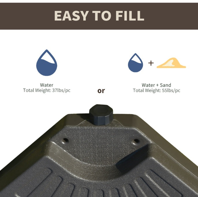 Cantilever Patio Umbrella Base Fan Shaped Weights With Handles Durable Material Coffee