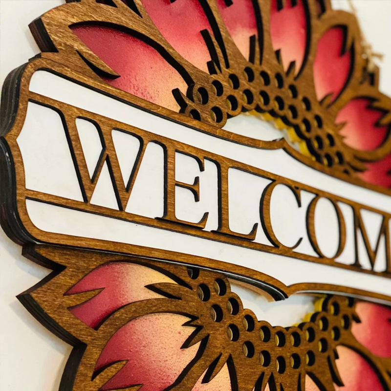 Premium Sunflower Doorplate Decoration - Boxwood Craft Pendant