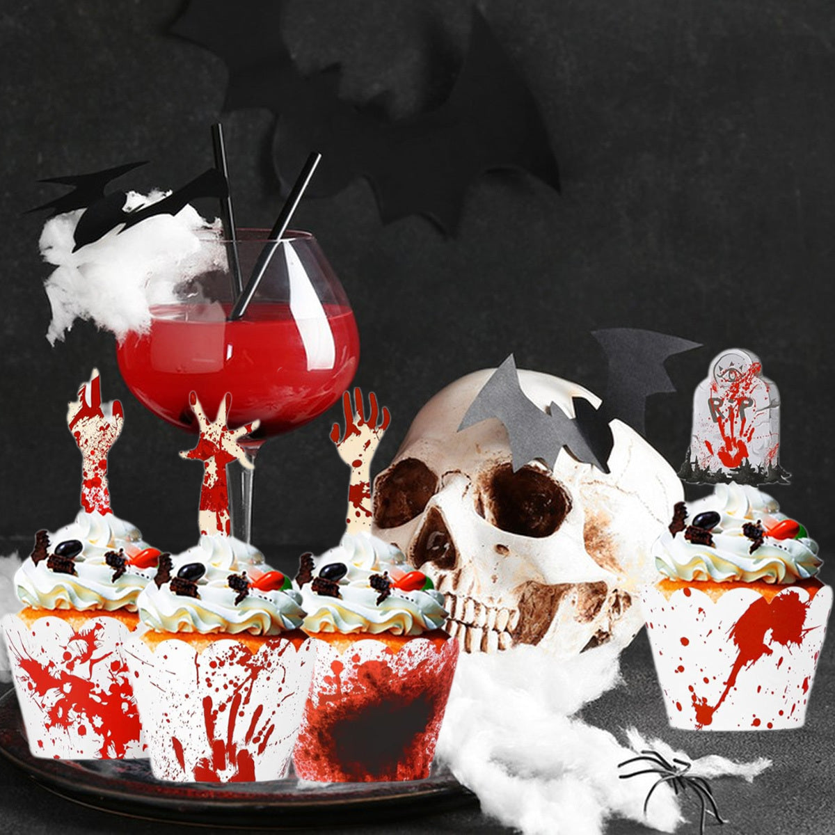 Halloween Cupcake Toppers - 48 Pcs Decorative Picks Set