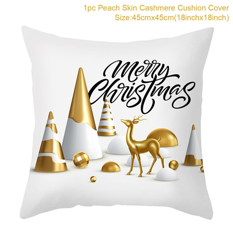 Christmas Printed Throw Pillow Cushion Cover - Festive Linen Holiday Decoration for Home