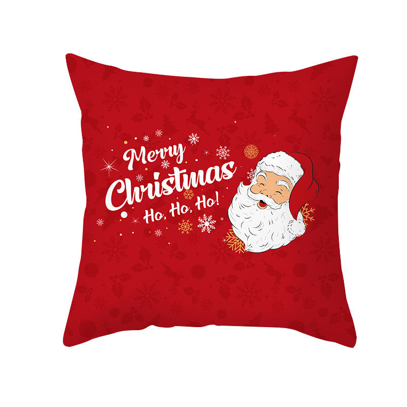 Cartoon Santa Claus Series Peach Skin Sofa Cushion Cover - Fun Christmas Holiday Decoration