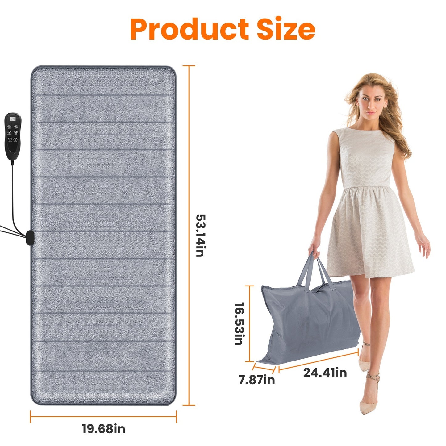 1Pc Full Body Electric Massage Mat With Heat Vibration Massage Pad Cushion Back Massage Mattress Chair Pad With Neck Massage Pillow With 10 Vibration Motors Timer Fedex Shipping