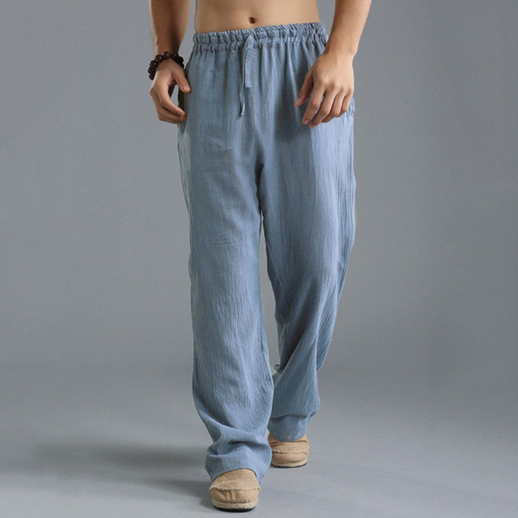 Men's Breathable Linen Casual Sports Pants - Loose Fit Summer Trousers