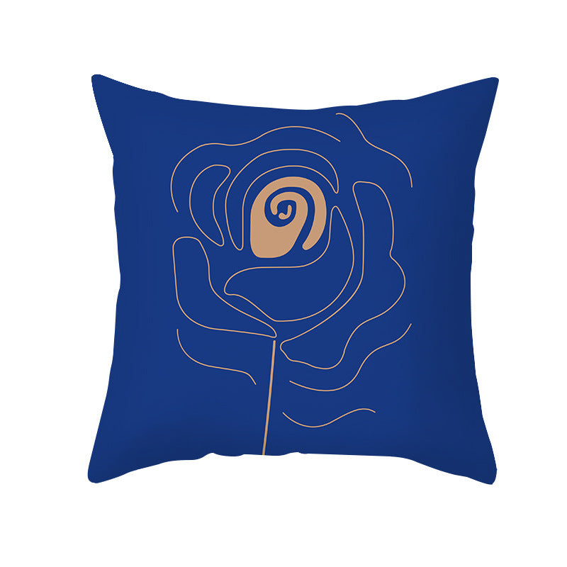 Ins Blue Abstract Super Soft Printing Pillowcase - Retro Art Sofa Cushion for Modern Home