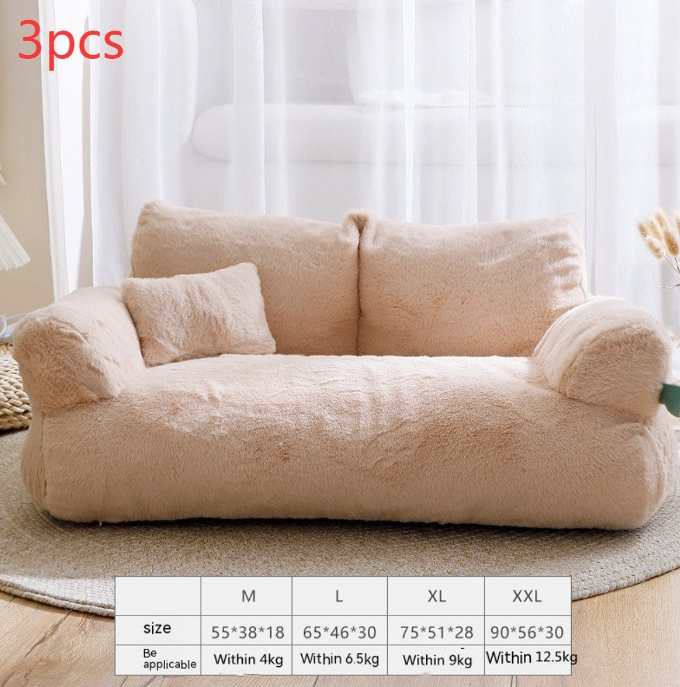 Flannel Warm Large Cat Sofa - Universal Pet Kennel Bed for Cats and Small Dogs
