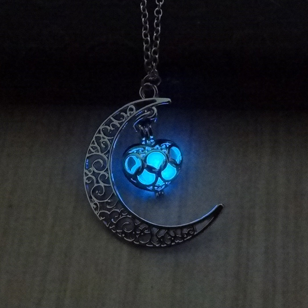 Glowing Pendant Necklace - Silver Plated Chain