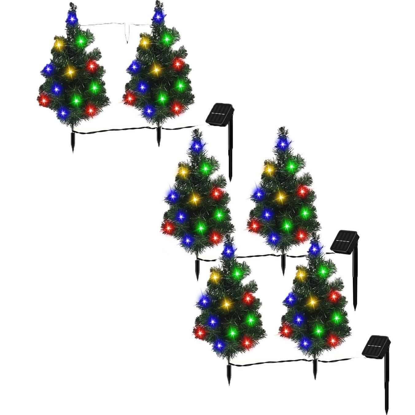 Solar Christmas Tree - 2/4/6 Pack LED Light Multicolor Pathway Decoration