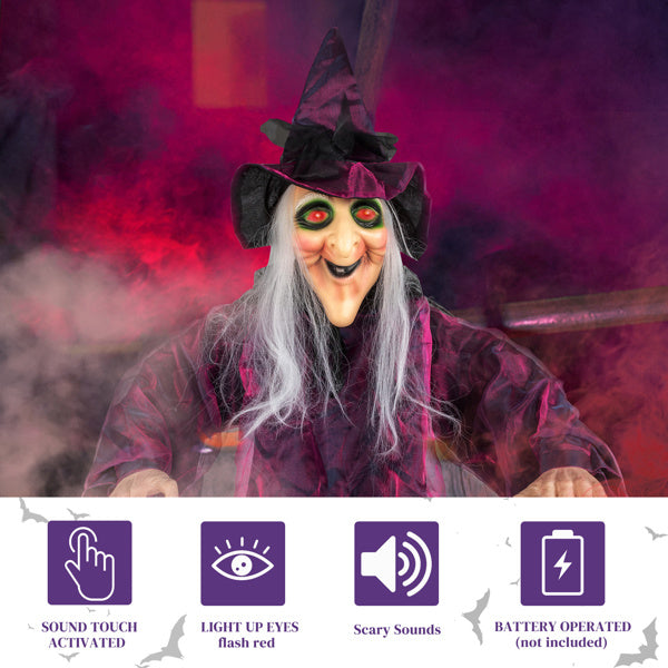 71in Life-Size Hanging Witch - Talking Halloween Decoration