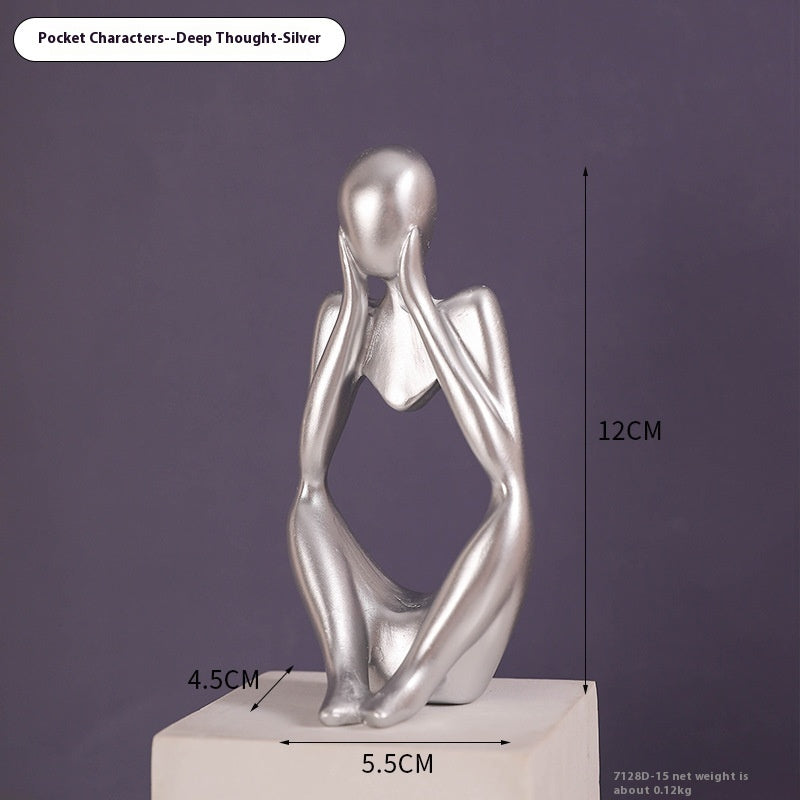 Mini Abstract Thinker Sculpture - Modern Resin Home Ornament Entrance Decoration - DropOnline.co