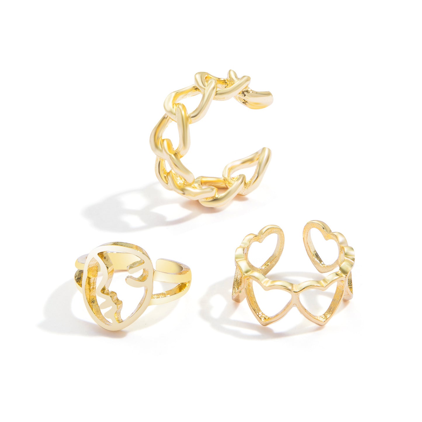 Hot Selling Creative Personality Butterfly 2-Piece Ring Set - Punk Style Couple Rings