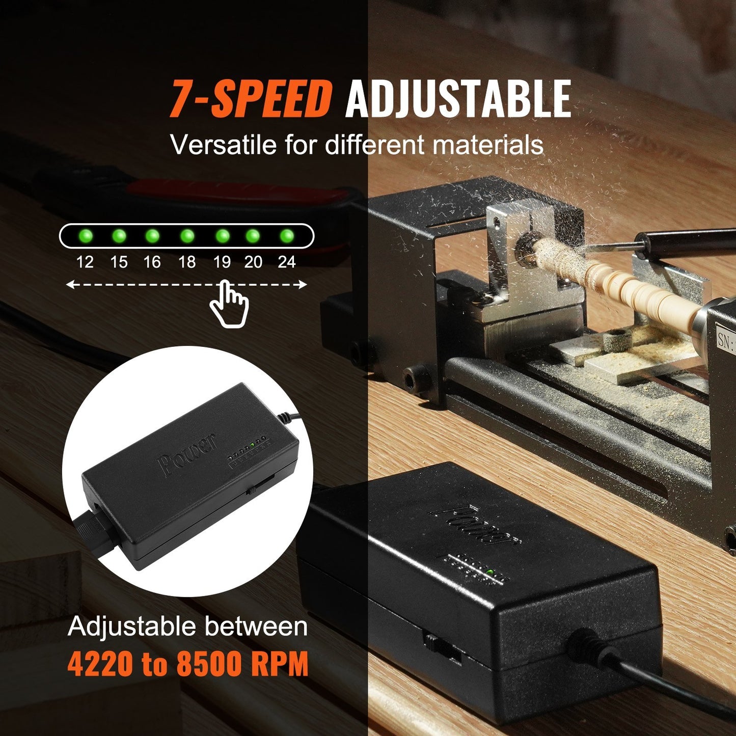 Mini Lathe Machine, 2.76 In X 6.3 In, 24VDC 96W Mini Wood Lathe Tools Milling Machine Accessories,