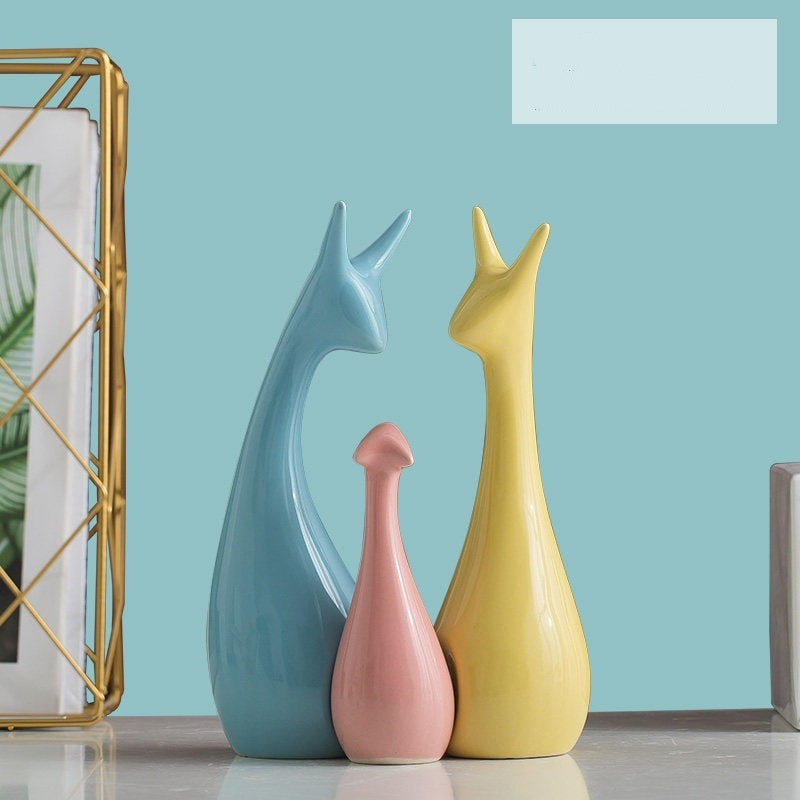 Premium Ceramic Home Decoration Ornaments - Modern Apple Pink Design