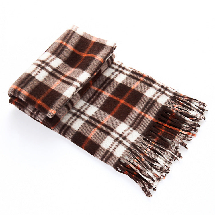 Unisex Black & White Plaid Thermal Scarf - Plus Size Winter Wrap