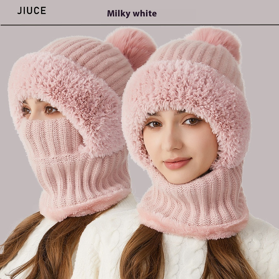 Autumn Winter Color Matching Plush Peaked Cap - Fashion All-Match Warm Hat