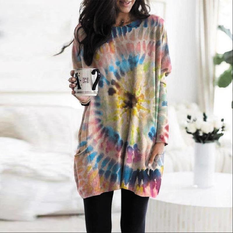 Women's Printed Spiral Batwing Sleeve Sweatshirt - Trendy Casual Top