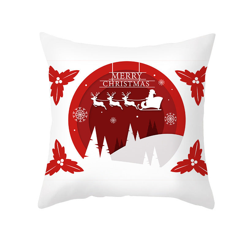 Cartoon Santa Claus Series Peach Skin Sofa Cushion Cover - Fun Christmas Holiday Decoration