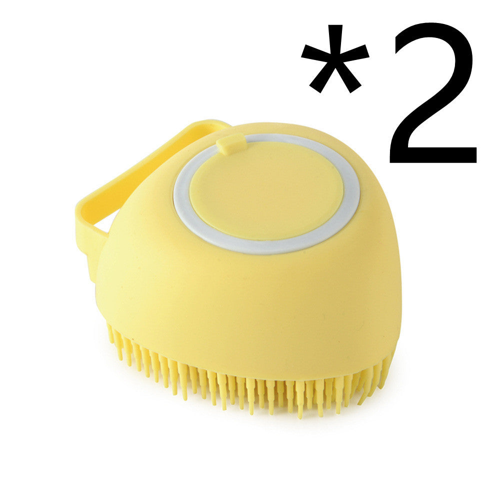 Silicone Dog Bath Massage Gloves Brush - Pet Grooming Tool with Shampoo Dispenser for Dogs & Cats