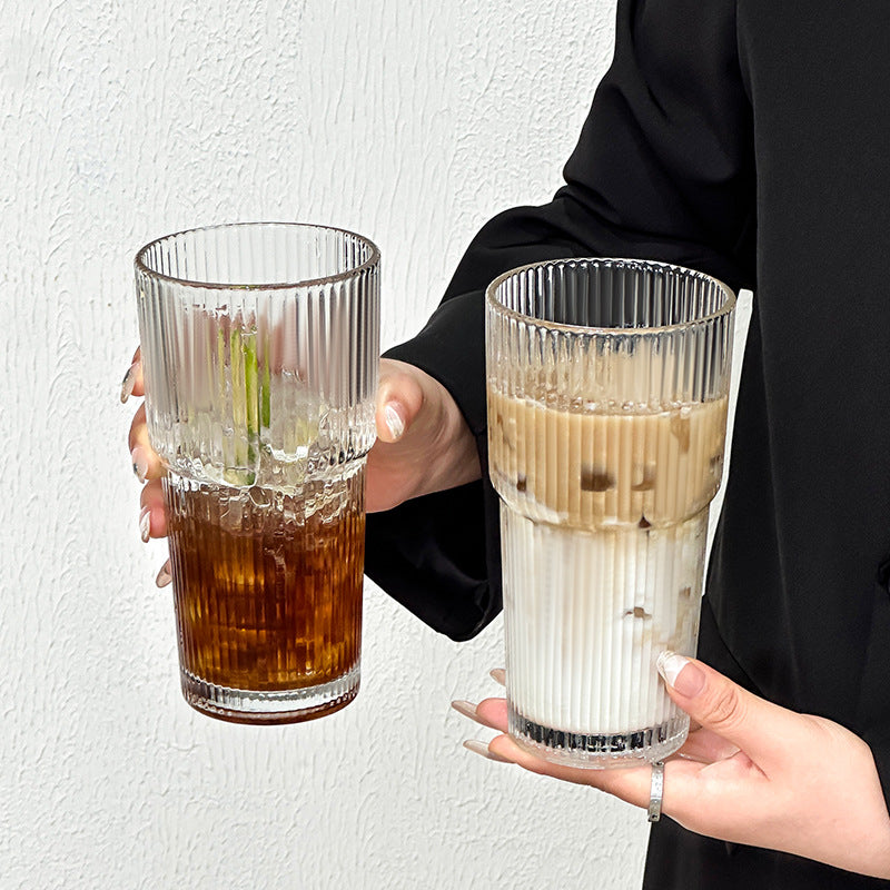 Premium Glass Cold Drink Cups - Stylish Coffee & Juice Tumblers