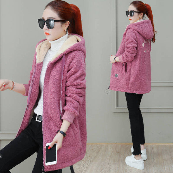 Thick-fabric padded women's hoodie