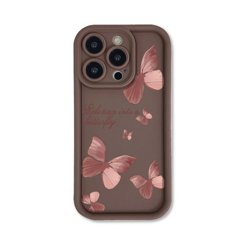 Elegant Butterfly iPhone Case - Rose Pink Artistic Design