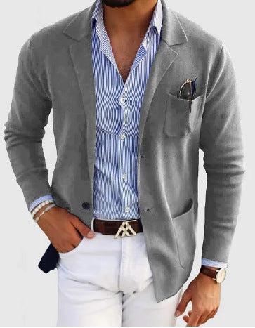 Men's Spring Leisure Printed Double Button Suit Jacket - Casual Business Blazer