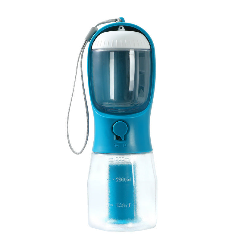 Dog Water Cup 3-in-1 Portable - Drinking Bottle, Food Container & Waste Bag Dispenser for Travel