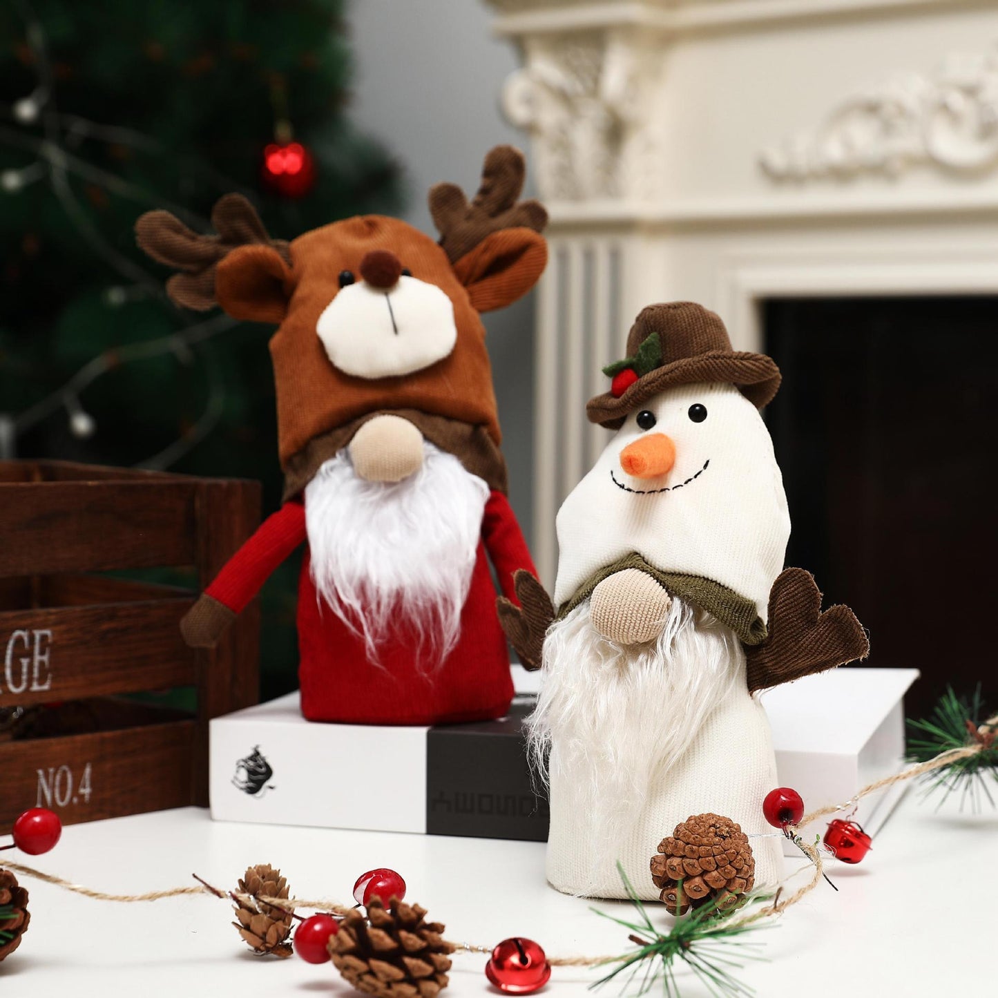 Corduroy Knitted Christmas Gnome Desktop Ornaments - Plush Cute Snowman Elf Soft Doll Bedroom Decor