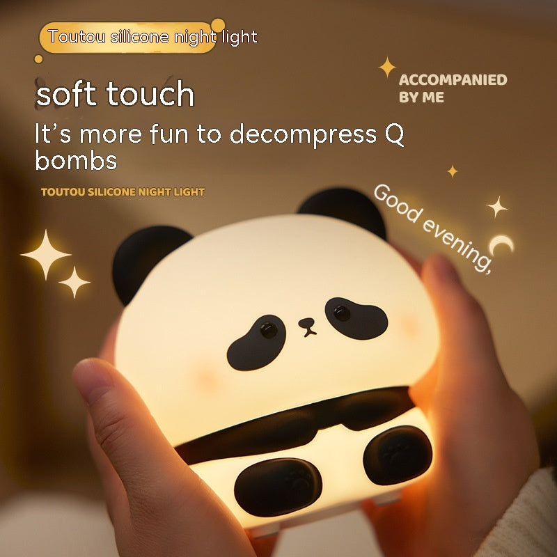 Panda LED Night Light - Cute Silicone USB Rechargeable Touch Lamp with Timing for Children