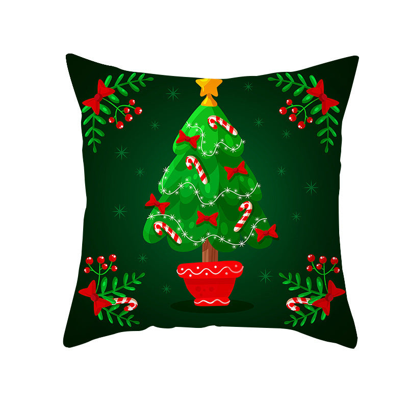 Cartoon Santa Claus Series Peach Skin Sofa Cushion Cover - Fun Christmas Holiday Decoration