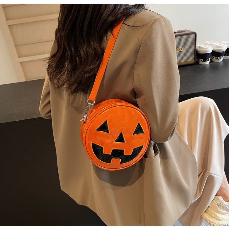 Halloween Pumpkin Round Bag - Cute Creative Crossbody Messenger Bag