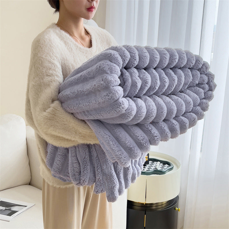 Luxurious Rabbit Fur Fluffy Blanket - Multi-Functional Nap Mat | Pink Plush 70x100cm