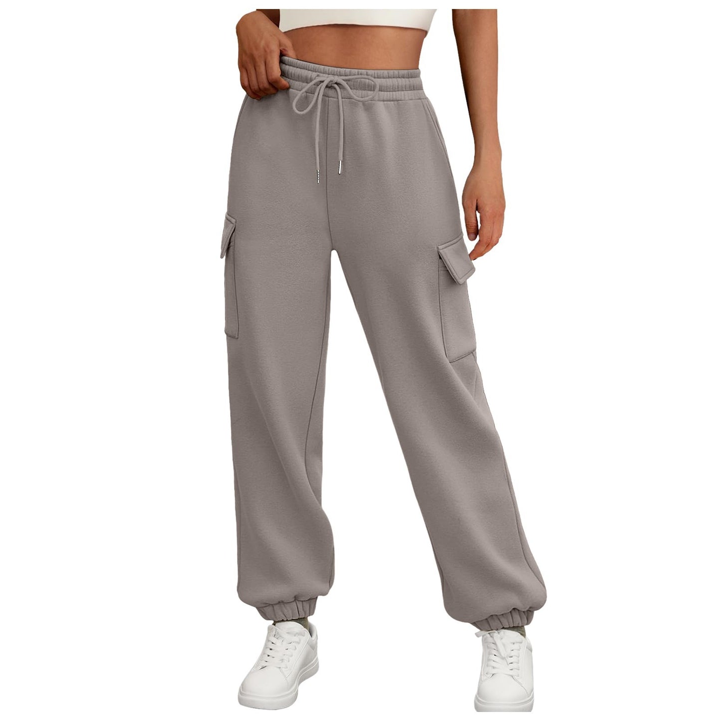 Women's Fleece-Lined Sweatpants - Baggy Athletic Jogger Trousers with Pockets