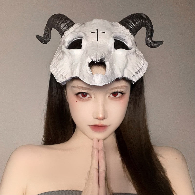 Halloween Half Face Mask - Werewolf White Design