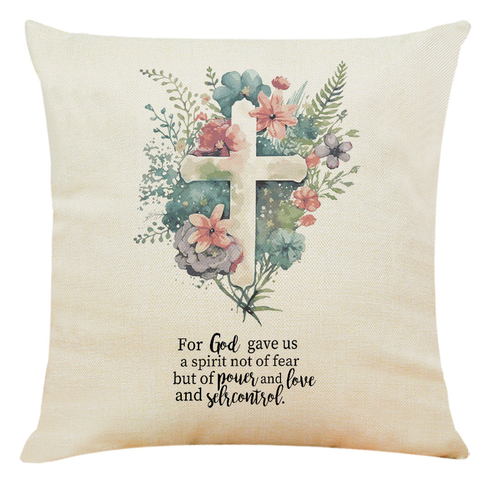 Cotton And Linen Cushion Case Church Cross Printed Car Cushion Home Sofa Cushion